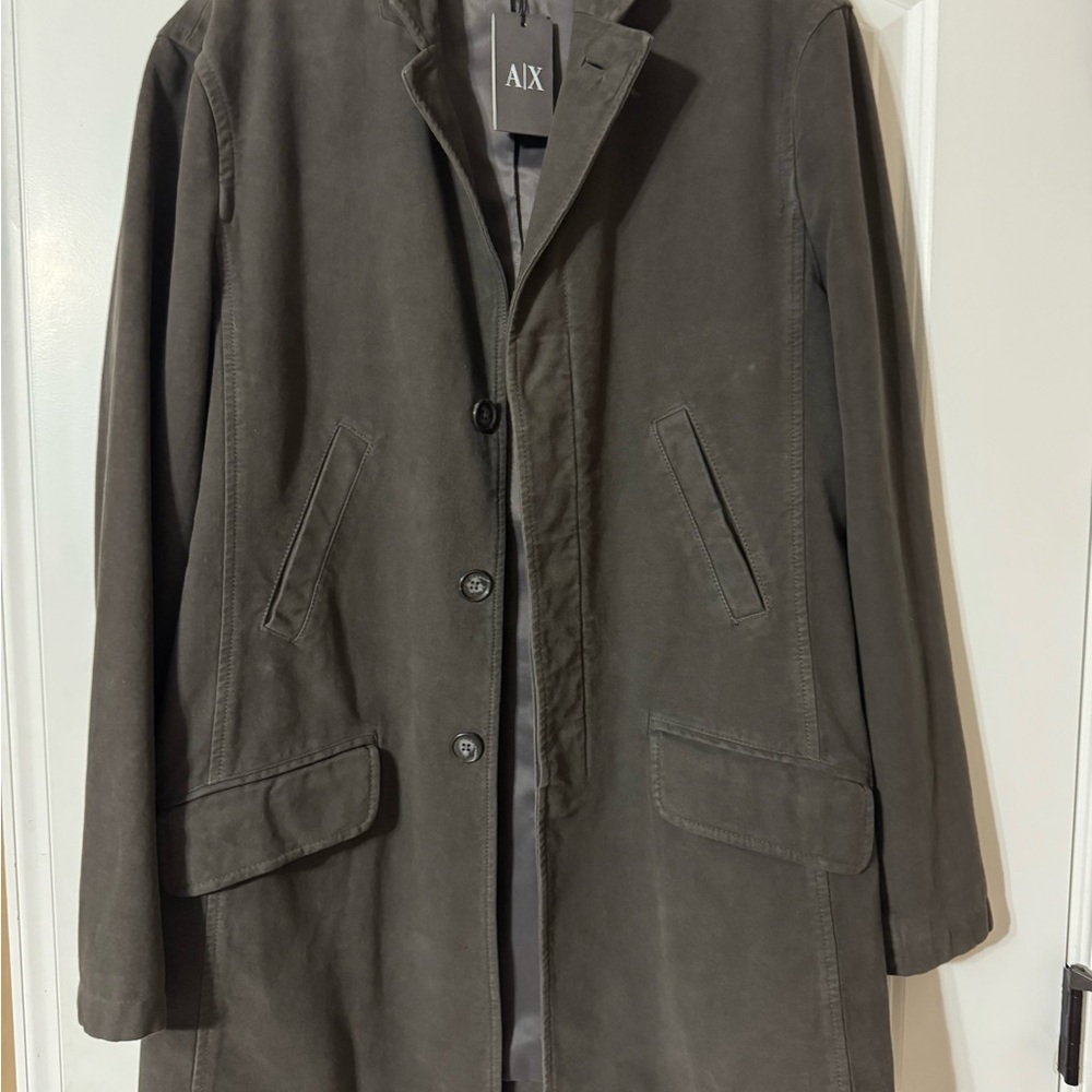 Armani Exchange Men's Dark Gray Trench Coat